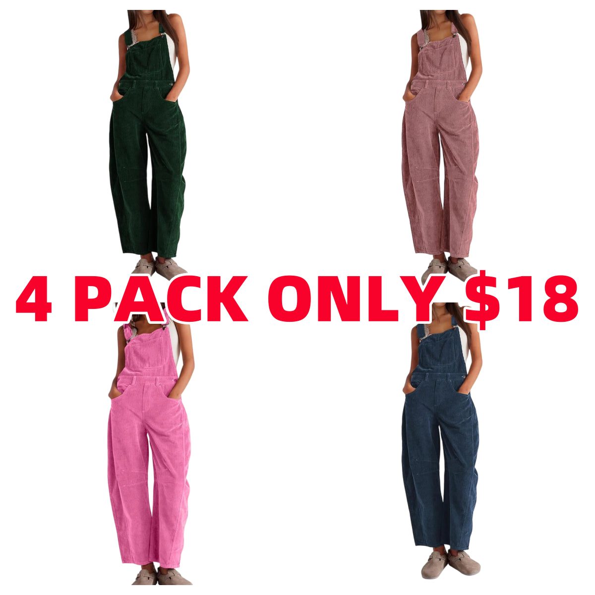 ✨Women's Corduroy Overalls Barrel Wide Leg Bib Pants🔥