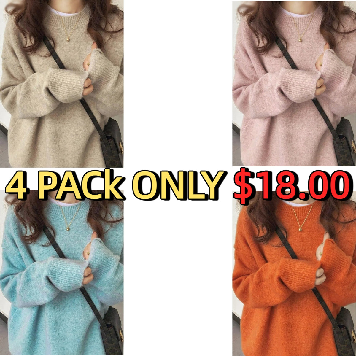✨Women's Solid Drop Shoulder Long Sleeve Basic Sweater🔥