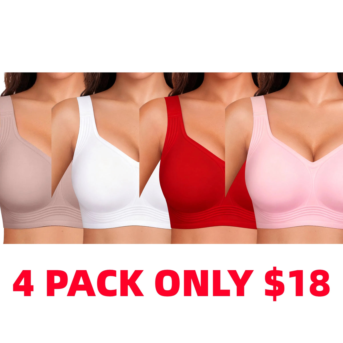 Women Wirefree Bras for Women Full Coverage No Underwire Everyday Bras Comfortable Wireless Padded Bras