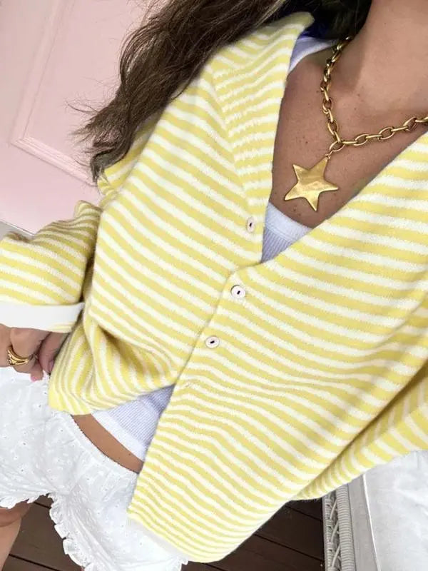 Women's Striped Sweater Cardigan