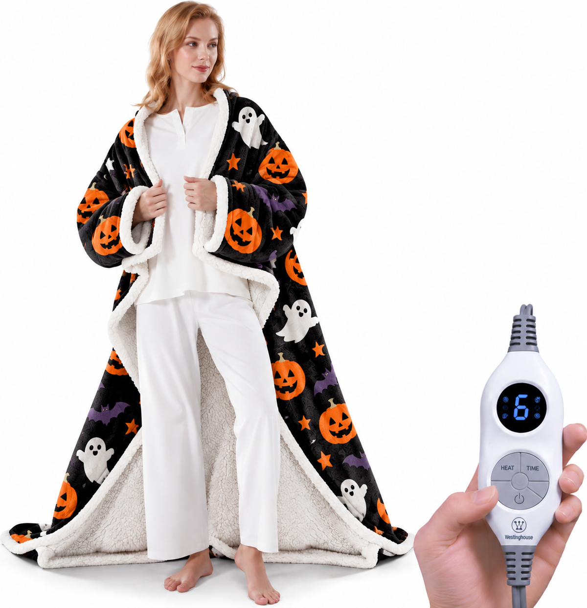 Christmas Limited Edition🔥Wearable Heated Blanket with Foot Pocket Sherpa🔥Overheat Protection & Auto Shut-Off