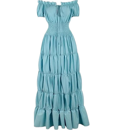 Women's Waist-Cinching Pleated Maxi Dress