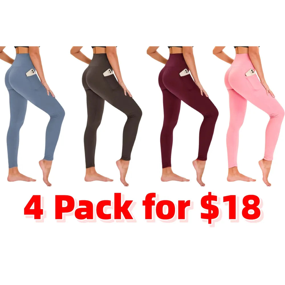 Women's High Waisted Fleece Lined Leggings with Pockets