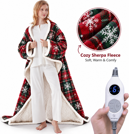 Christmas Limited Edition🔥Wearable Heated Blanket with Foot Pocket Sherpa🔥Overheat Protection & Auto Shut-Off