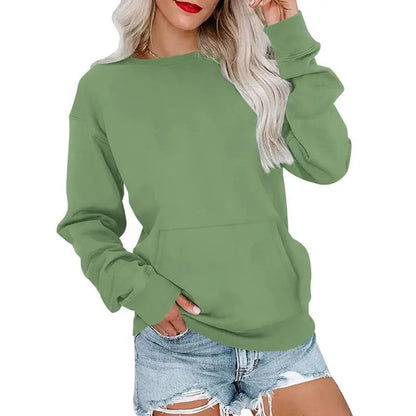 Womens Casual Long Sleeve Hoodless Crewneck Hoodie