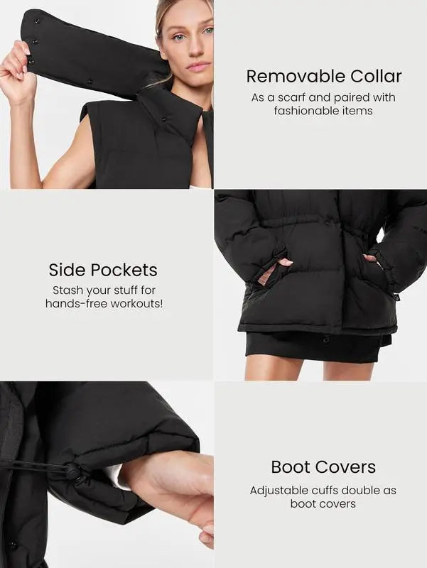 PolarPlay Soft Warm Chill Water-Repellent Lightweight Adjustable Cuffs Waist Detachable Sleeves Collar Puffer Jacket Vest Autumn Winter Outdoor Daily Casual