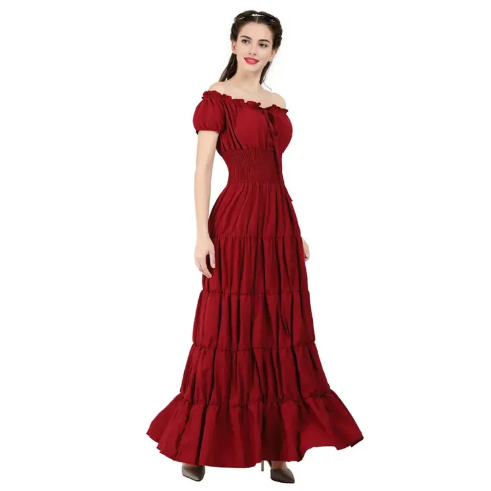 Women's Waist-Cinching Pleated Maxi Dress