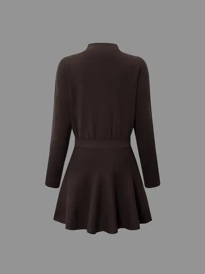 Women's Casual Half-High Neck Long Sleeve Knit Dress