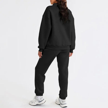 Women 2 Piece Outfits Sweatsuit Oversized Half Zip Pullover Long Sleeve Sweatshirt Jogger Pants Set with Pockets Outdoorfun