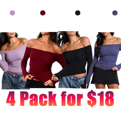 Ribbed Off The Shoulder Long Sleeve