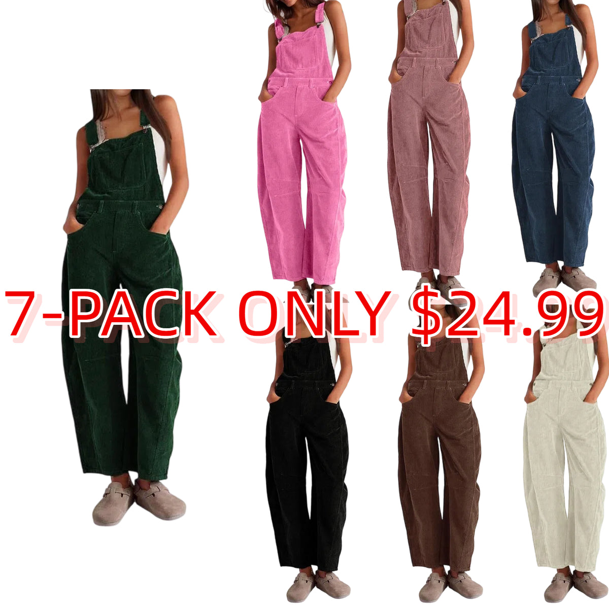 ✨Women's Corduroy Overalls Barrel Wide Leg Bib Pants🔥