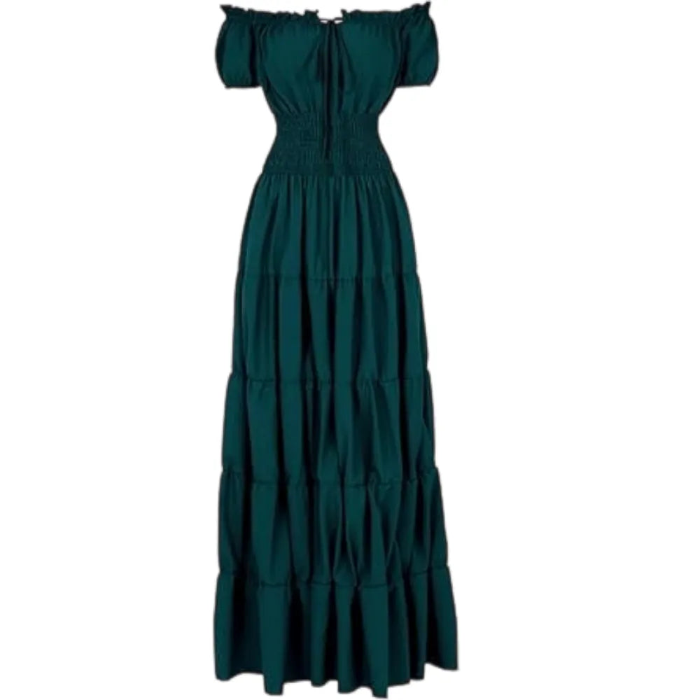 Women's Waist-Cinching Pleated Maxi Dress