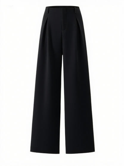 Women's Solid Color Plicated Pocket Wide Leg Pants