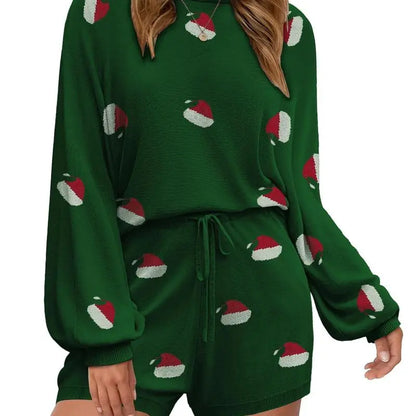 Comfortable Two-Piece SeT-Long-Sleeve Top and Shorts