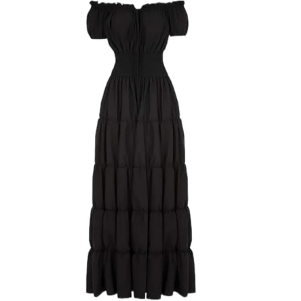 Women's Waist-Cinching Pleated Maxi Dress
