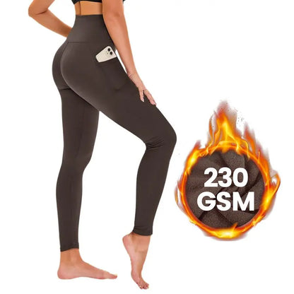 Women's High Waisted Fleece Lined Leggings with Pockets