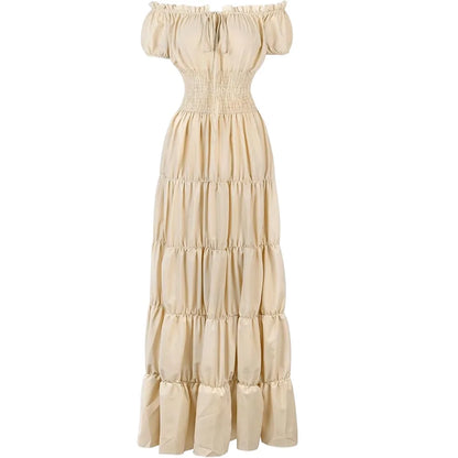 Women's Waist-Cinching Pleated Maxi Dress