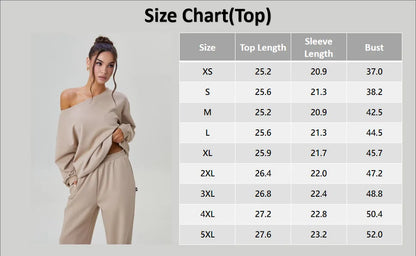 Women's Leisure Solid Color Sloping Shoulder Long Sleeve Top & Wide-Leg Trousers Set