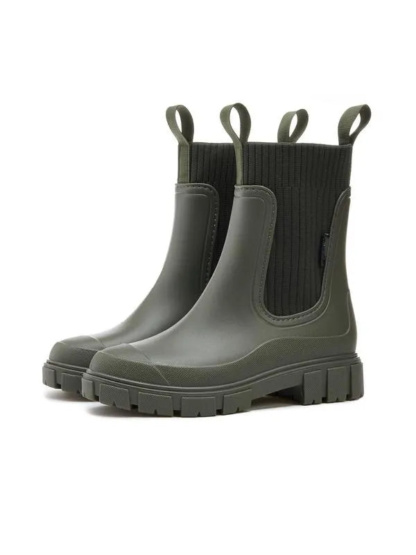 Women's Solid Color Waterproof Rain Boots