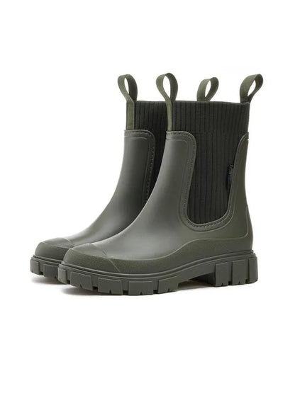 Women's Solid Color Waterproof Rain Boots