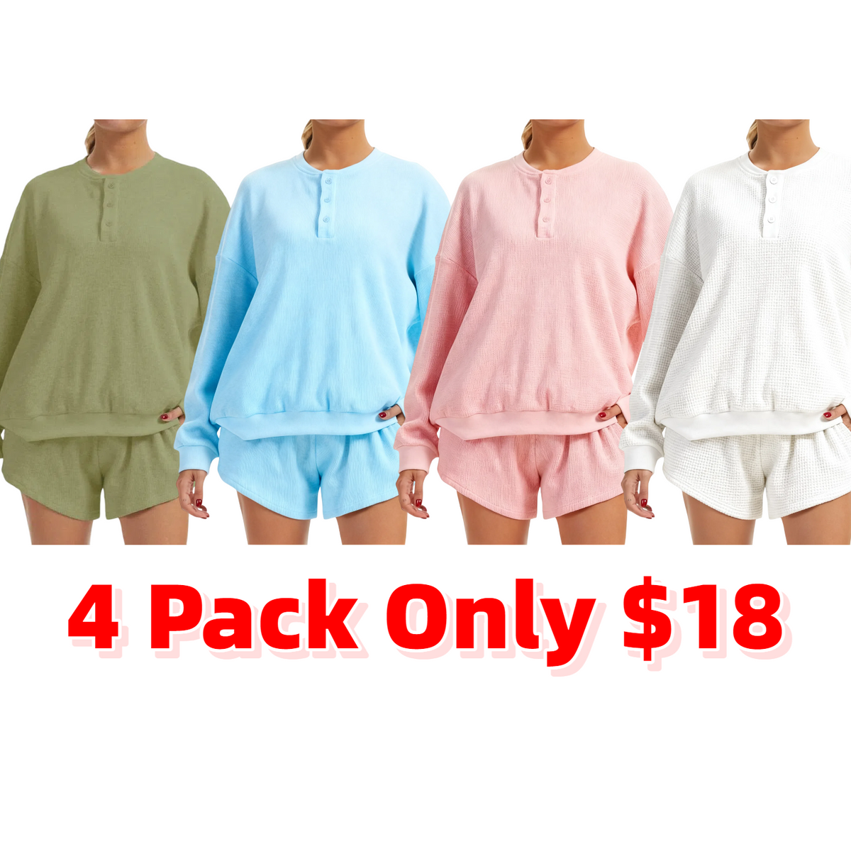 Women's Oversized Waffle Knit Lounge Set