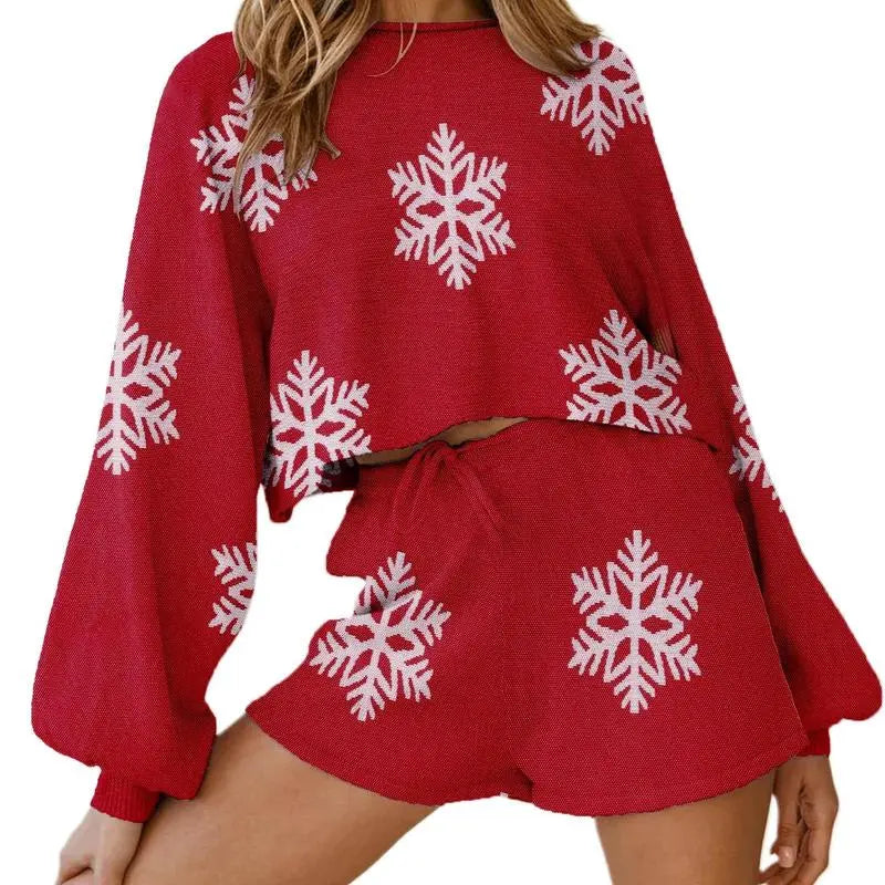 Comfortable Two-Piece SeT-Long-Sleeve Top and Shorts