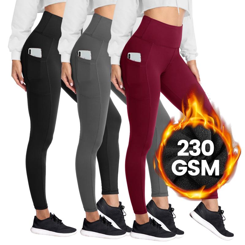 Women's High Waisted Fleece Lined Leggings with Pockets