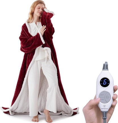 Christmas Limited Edition🔥Wearable Heated Blanket with Foot Pocket Sherpa🔥Overheat Protection & Auto Shut-Off