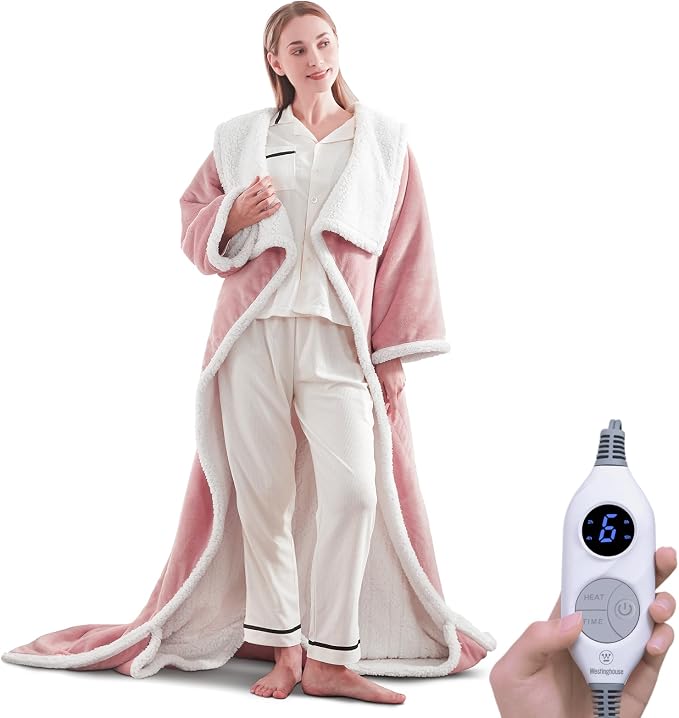 Christmas Limited Edition🔥Wearable Heated Blanket with Foot Pocket Sherpa🔥Overheat Protection & Auto Shut-Off