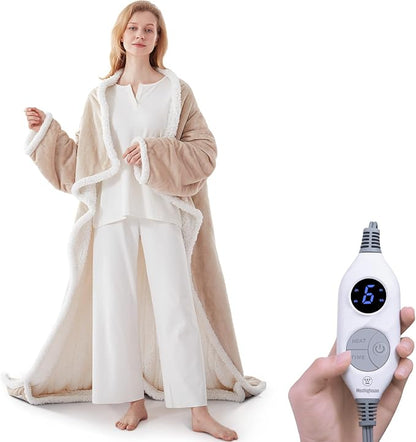 Christmas Limited Edition🔥Wearable Heated Blanket with Foot Pocket Sherpa🔥Overheat Protection & Auto Shut-Off