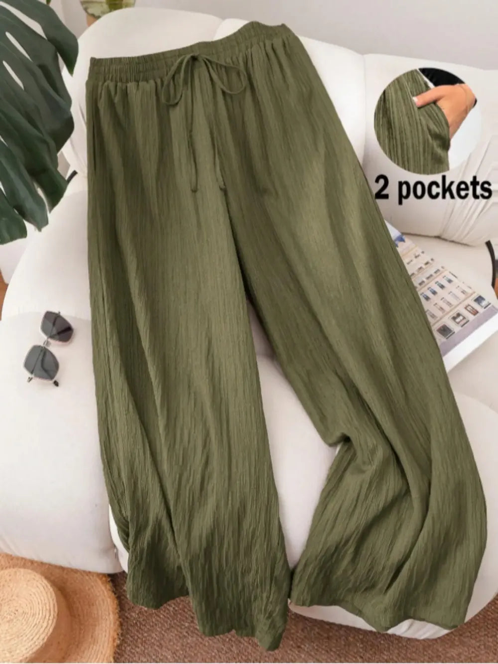 Women's Solid Color Wide Leg Pants