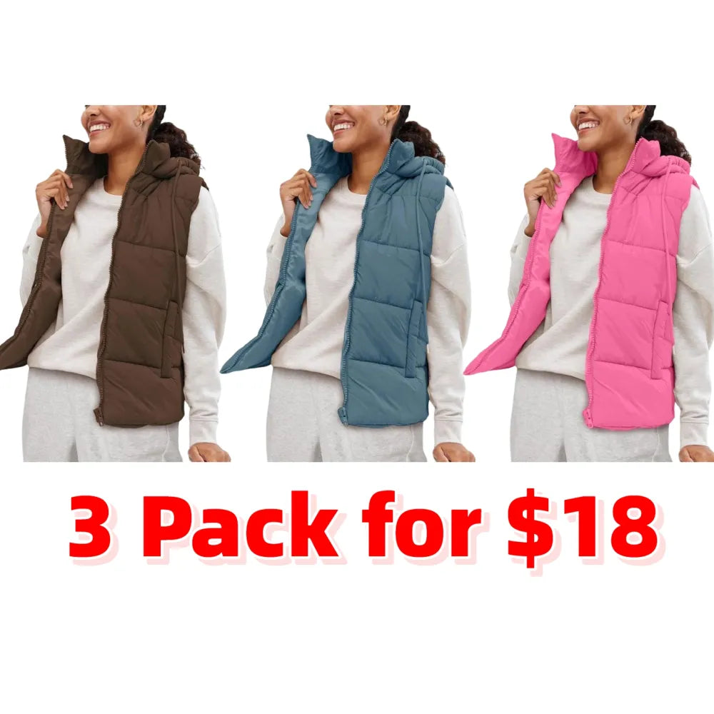 Women's Sleeveless Quilted Winter Warm Hooded