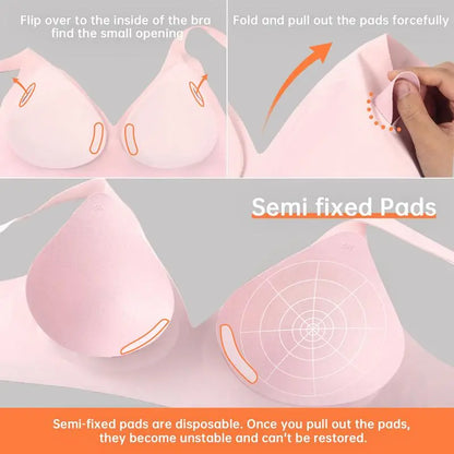 Womens Comfortable Wireless Bras Push Up Bralettes Seamless Tshirts Bras Deep V