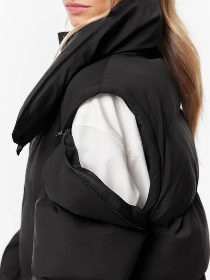 PolarPlay Soft Warm Chill Water-Repellent Lightweight Adjustable Cuffs Waist Detachable Sleeves Collar Puffer Jacket Vest Autumn Winter Outdoor Daily Casual