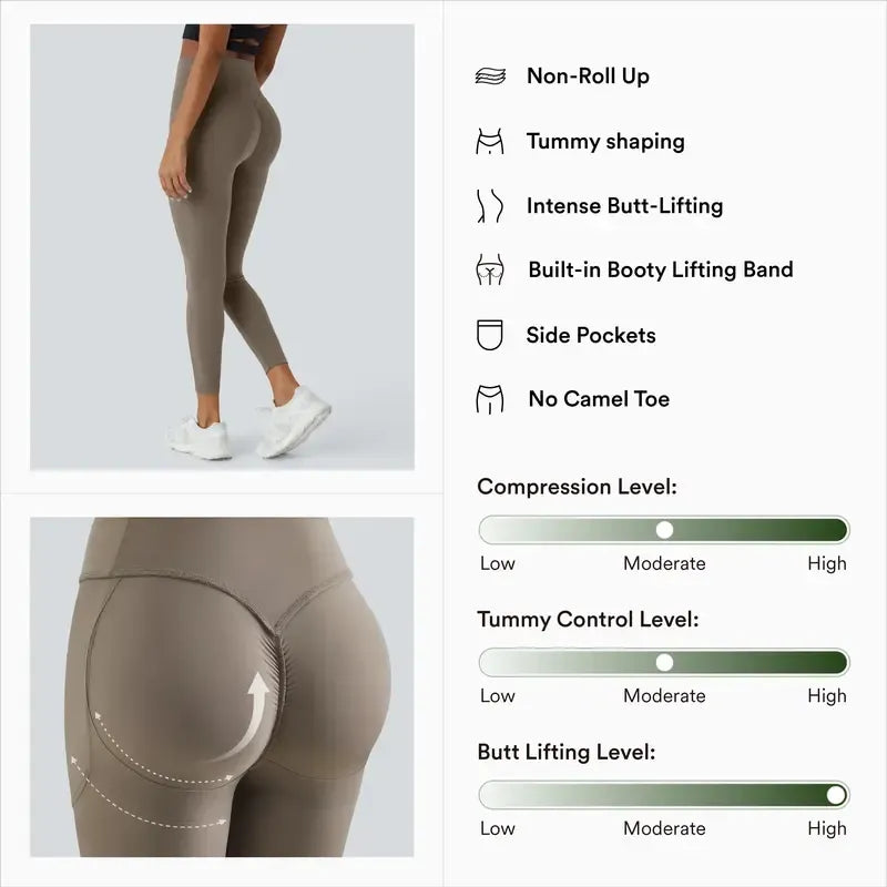 High Waisted Scrunch Butt Lifting Tummy Control Pocket Shaping Training Leggings