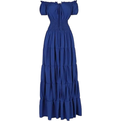Women's Waist-Cinching Pleated Maxi Dress