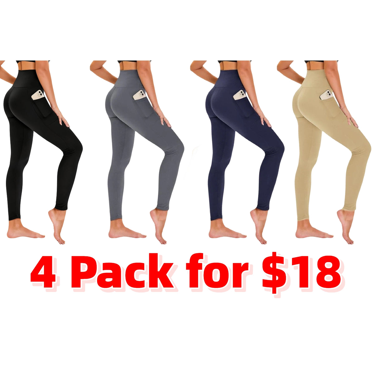 Women's High Waisted Fleece Lined Leggings with Pockets