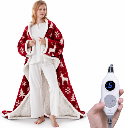 Christmas Limited Edition🔥Wearable Heated Blanket with Foot Pocket Sherpa🔥Overheat Protection & Auto Shut-Off
