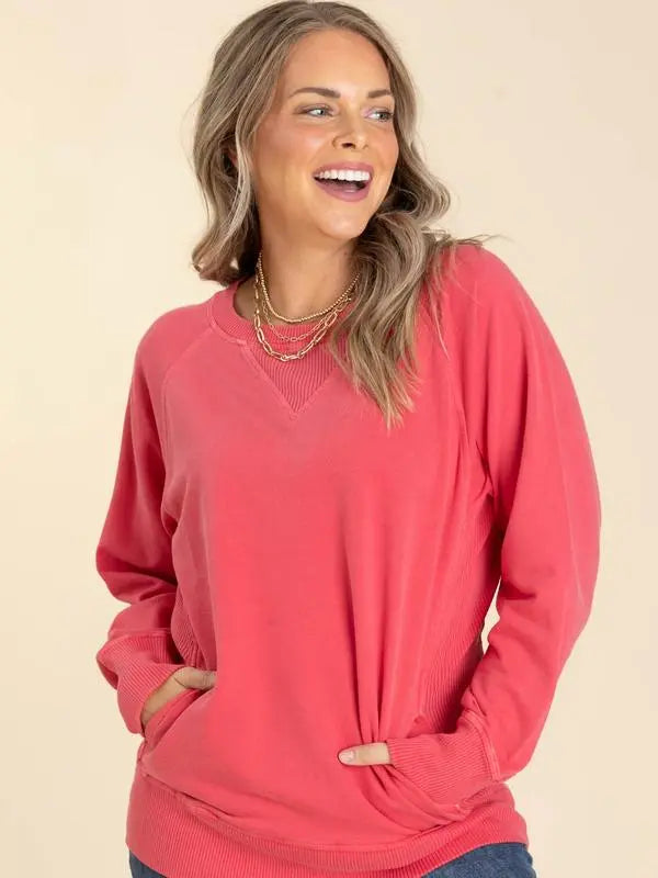 Pigment Dyed Crewneck Sweatshirts With Pockets