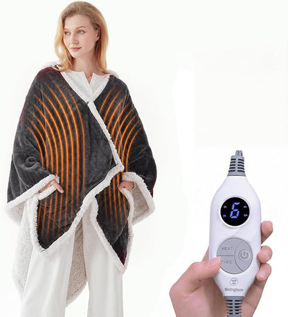 Christmas Limited Edition🔥Wearable Heated Blanket with Foot Pocket Sherpa🔥Overheat Protection & Auto Shut-Off