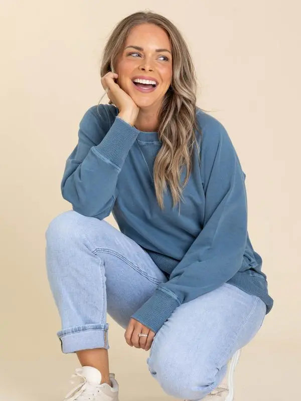 Pigment Dyed Crewneck Sweatshirts With Pockets