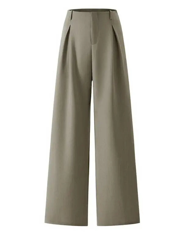 Women's Solid Color Plicated Pocket Wide Leg Pants