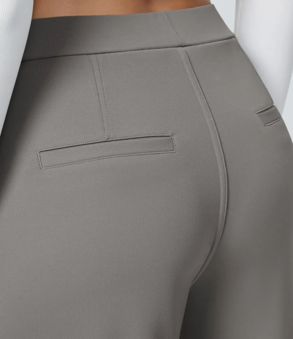 High Waisted Pocket Straight Leg Work Pants