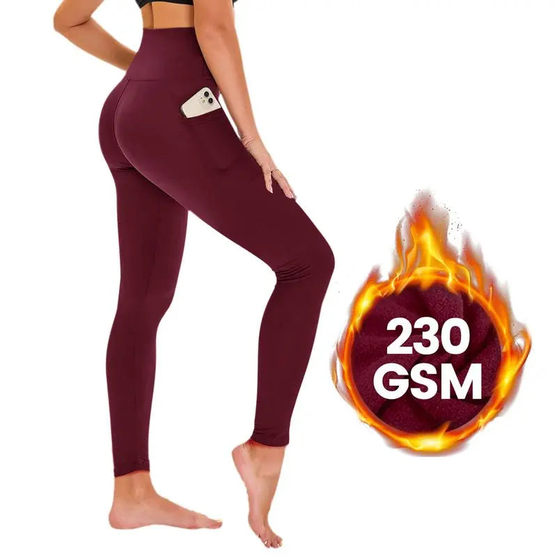 Women's High Waisted Fleece Lined Leggings with Pockets
