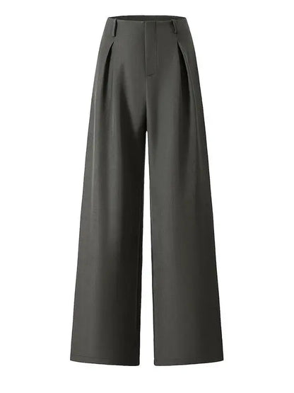 Women's Solid Color Plicated Pocket Wide Leg Pants