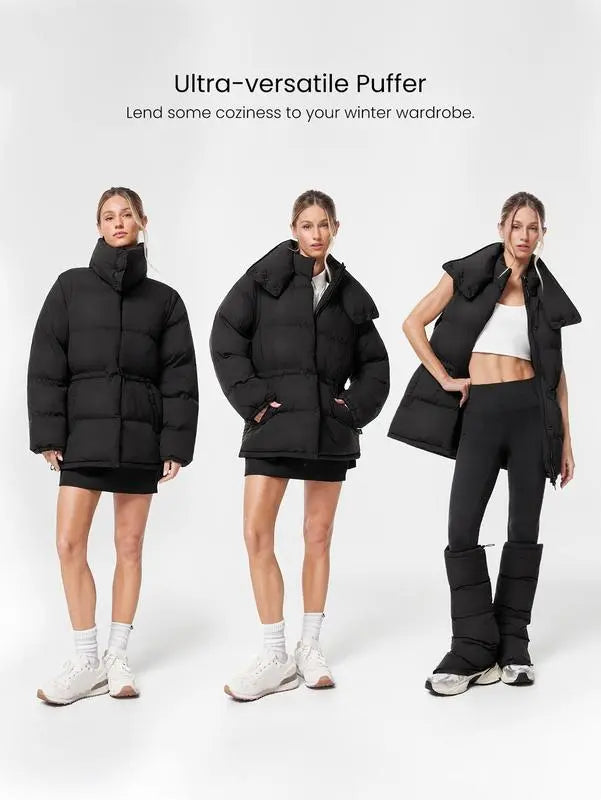 PolarPlay Soft Warm Chill Water-Repellent Lightweight Adjustable Cuffs Waist Detachable Sleeves Collar Puffer Jacket Vest Autumn Winter Outdoor Daily Casual