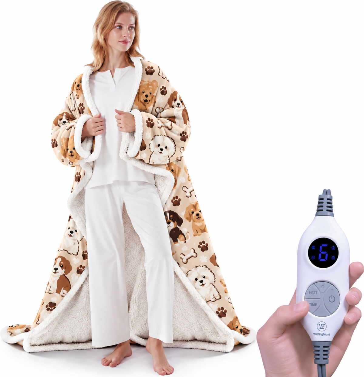 Christmas Limited Edition🔥Wearable Heated Blanket with Foot Pocket Sherpa🔥Overheat Protection & Auto Shut-Off