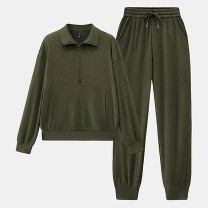 Women's 2-Piece Sweatpants Set Long Sleeve Half Zip Pullover Sweatshirt & Joggers Pants