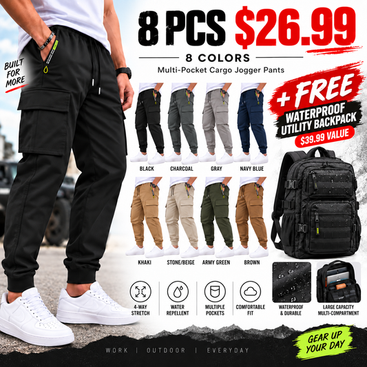 🔥 BESTSELLER | 8PCS $26.99 | Men's Multi-Pocket Cargo Jogger Pants