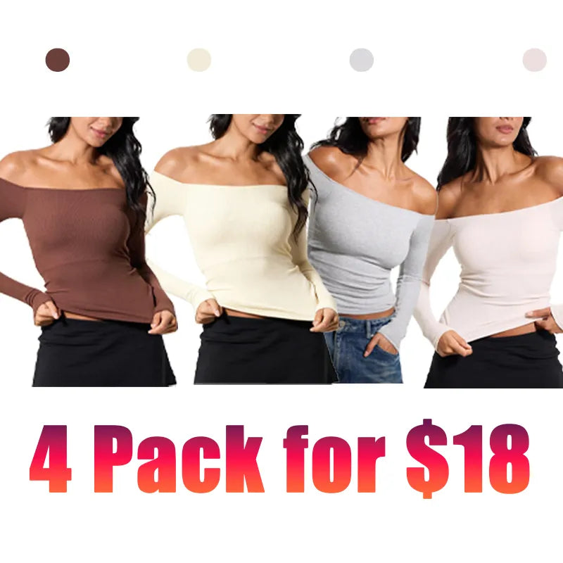 Ribbed Off The Shoulder Long Sleeve